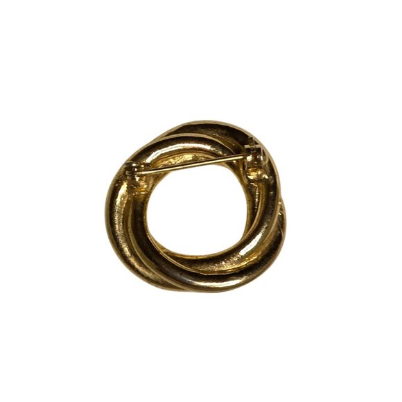 Gold-Tone Interlocking Circle Brooch Pin Vintage Jewelry - Picture 2 of 5